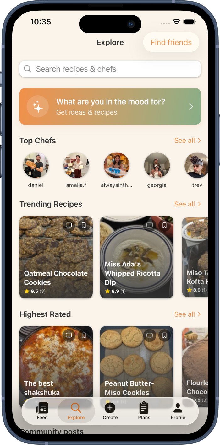 Explore top chefs and trending recipes