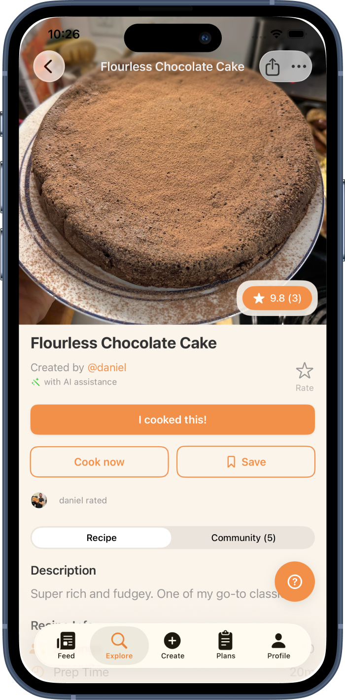 Sharing a recipe in Potluck Club